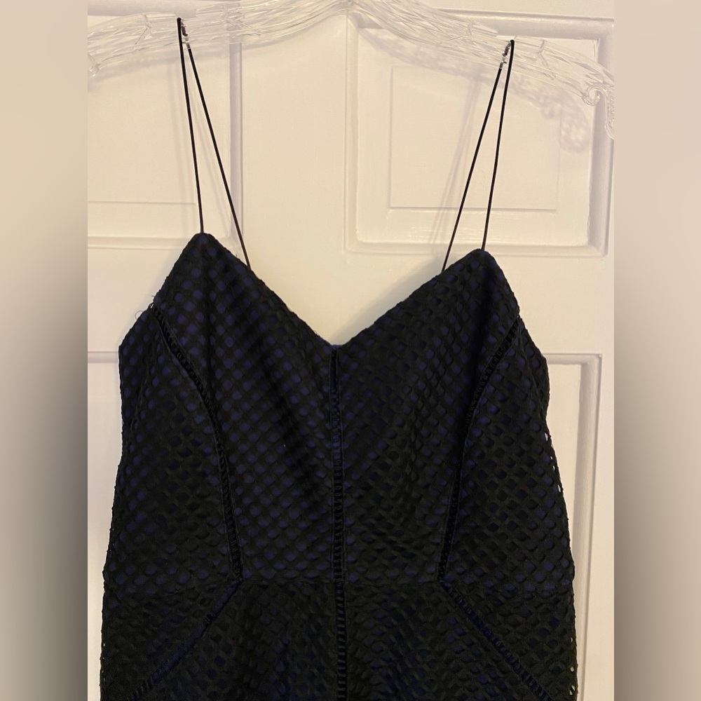Topshop Black and Blue Eyelet Midi Party Cocktail Dress in Size 6 - Picture 6 of 7